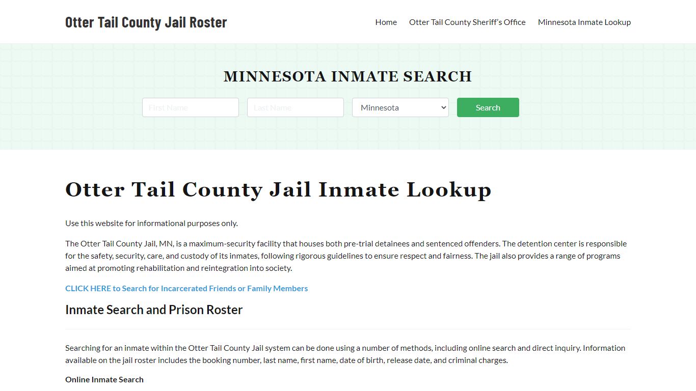 Otter Tail County Jail Roster Lookup, MN, Inmate Search