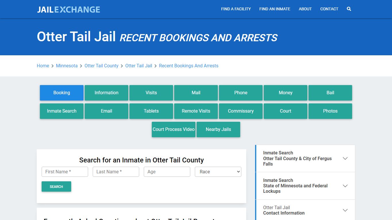 Otter Tail Jail Recent Bookings And Arrests - Jail Exchange